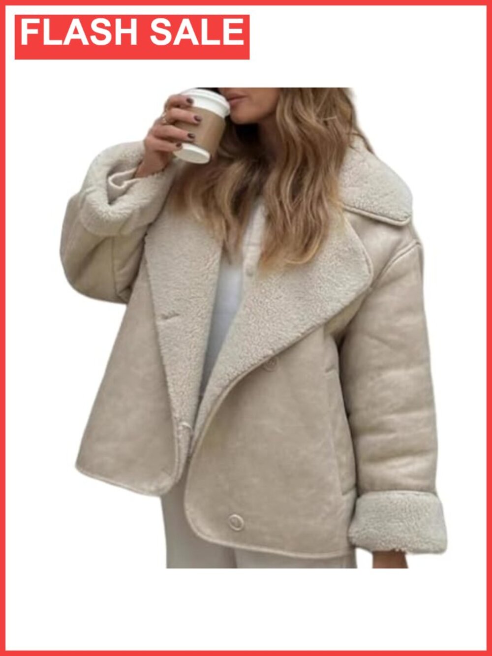 Faux Suede Fleece Lined Single Breasted Oversized Trucker Coat
